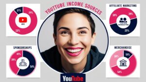 A comparison of YouTube income sources (ads, affiliates, sponsors, merch).