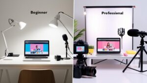 Beginner and professional YouTube equipment setup